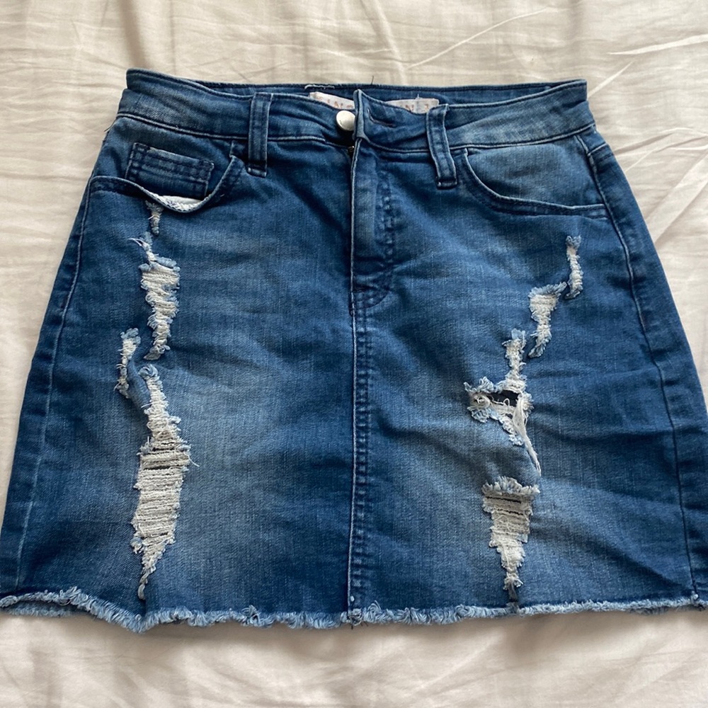 Ripped jean skirt